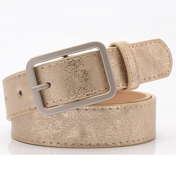 

103x2.8cm New ladies gold shiny black wide waist belt for women jeans fashion silver pin buckle belt Female