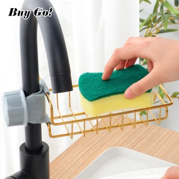 

1PC Stainless Steel Faucet Storage Racks Adjustable Sink Rag Sponge Draining Rack Kitchen Bathroom Soap Storage Holders Shelves