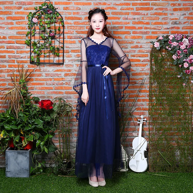 Темно синее платье подружки невесты платья для свадьбы вечерние Vestido Azul Marino с