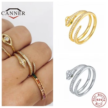 

CANNER Size 6/7/8 925 Sterling Silver Luxury Diamond Snake Ring for Women Exquisite Ladies Rings Silver 925 Jewelry anillos