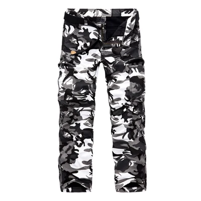 White Camouflage Tide зимние камуфляжные военные тактические толстые флисовые мужские брюки карго с несколькими карманами мужские теплые бархатные повседневные брюки размера плюс 51 - Цвет: White Camouflage