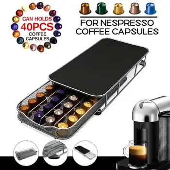 

40 Pods Coffee Capsule Organizer Storage Stand Practical Coffee Drawers Capsules Holder For Nespresso Coffee Capsule Shelves
