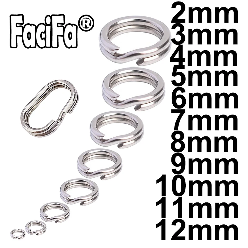 Tackle Durable Fishing Split Rings Fish Connector Swivel Snap Stainless Steel