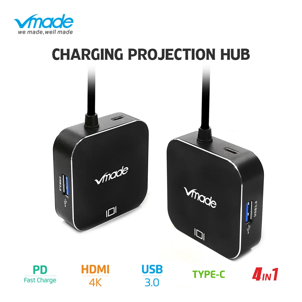 

Vmade Type C To HDMI USB 3.0 PD Charger Adapter Converter UCB C HUB For Huawei Mate 10 Samsung S8 Plus Multi Function Converter