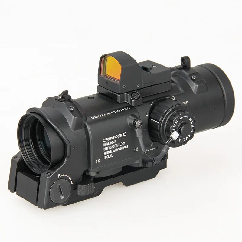US $109.19 Wipson 1x 4x Dual Role Optic Sight Scope Magnification Magnificate Scope For Hunting Scope With Mini Red Dot