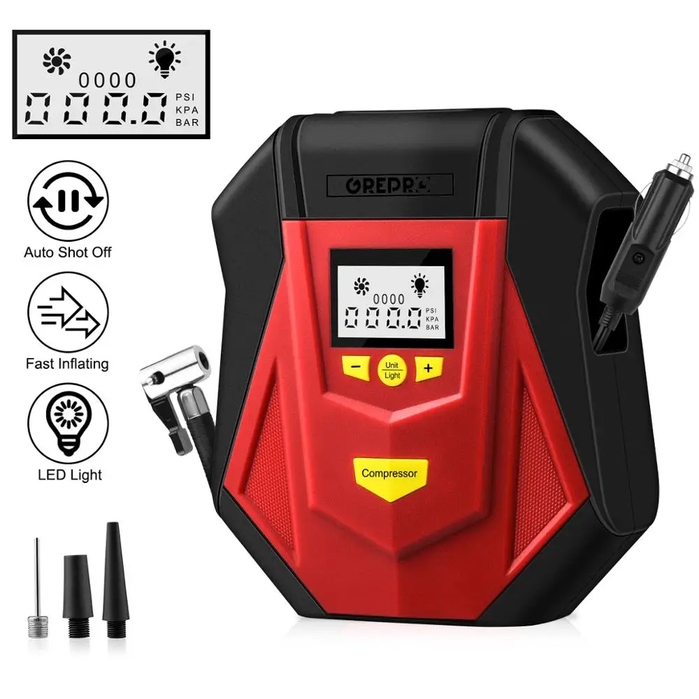 Digital Tire Inflator Portable Tire Pumps with LCD Display Auto Shut Off Air Compressor for Car Bicycle Motorcycle Tires,Balls