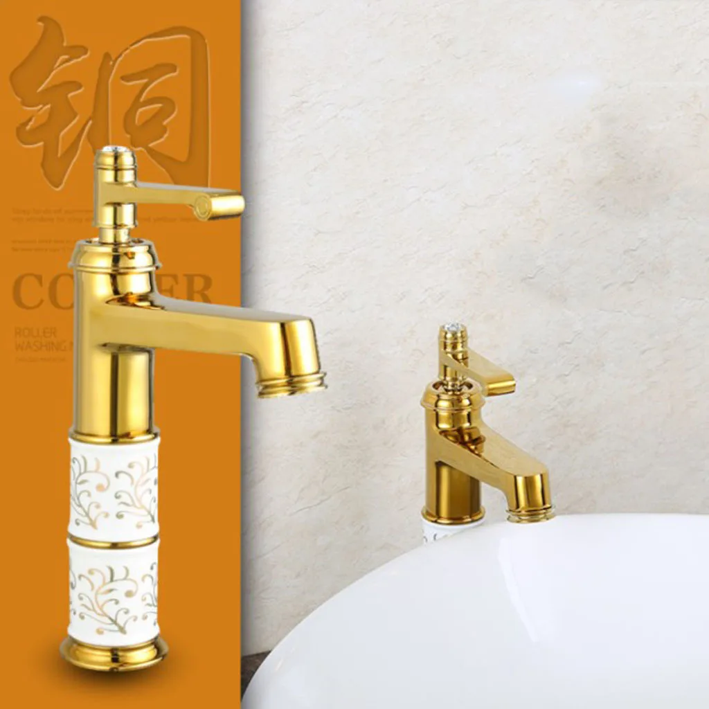 European  Bathroom Vessel Sink Faucet Tall Body Single Handle Lever,Brass