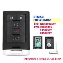 XNRKEY 5 przycisk 433Mhz inteligentna karta inteligentny klucz zdalny do cadillaca SRX,XTS,ATS 2010 2011 2012 2015 NBG009768T