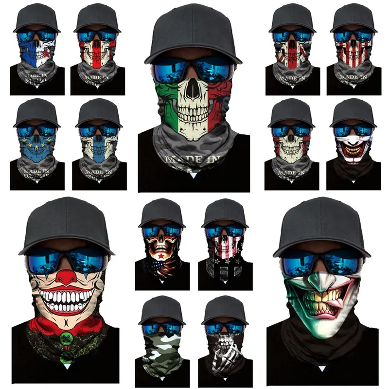 

3D Camouflage Flag Joker Skull Skeleton Sports Hood Riding Sun Neck Warmer Face Scarf Dustproof Respirator Outdoor