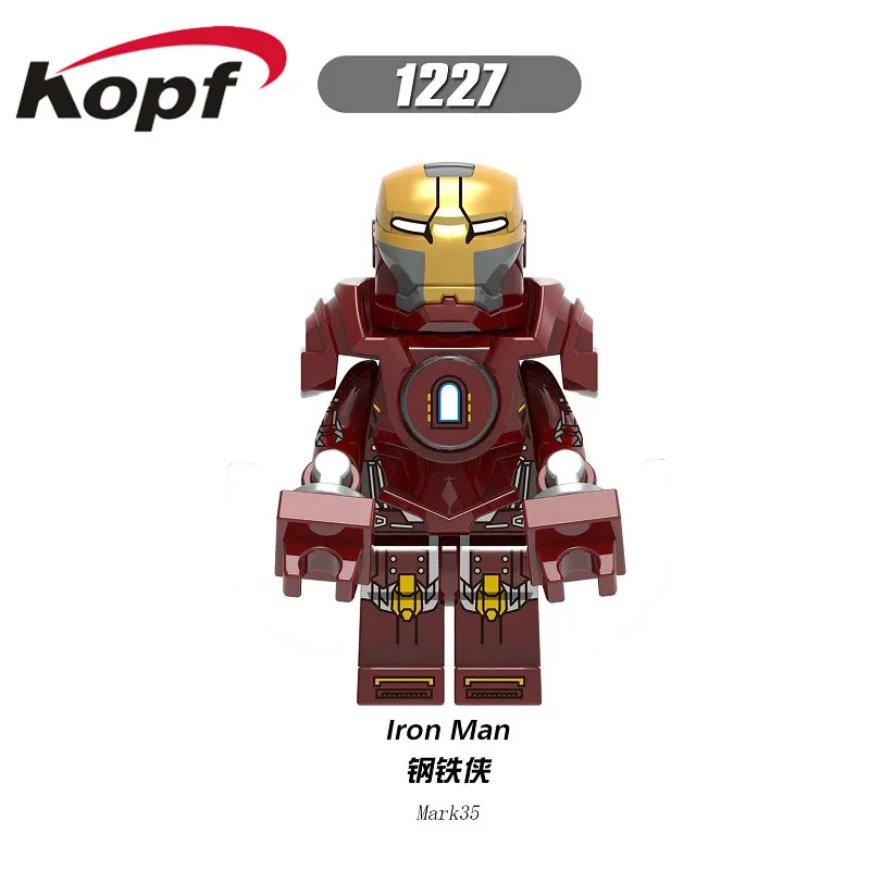 Одиночная строительных блоков Супер Герои Железный человек серии Mark 6 Mark 42 Mark 22 Mark 36 Mark 28 фигурки для детей игрушки XINH - Цвет: 1227 Without Box