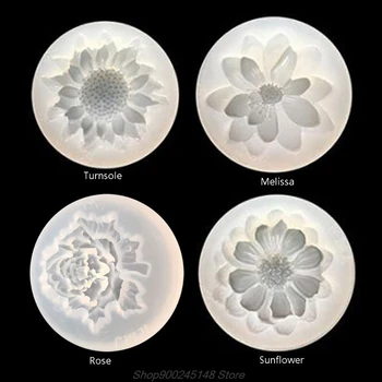 

4Pcs Flower Epoxy Resin Mold Kits Camellia Sunflower Rose Turnsole Silicone Mold Jewelry Making Charms DIY Jy14 20 Dropship