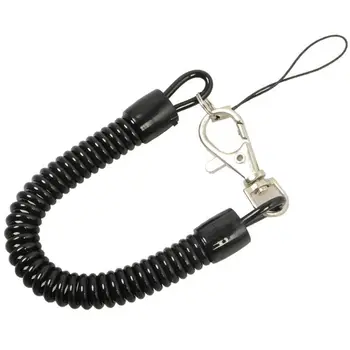 

10Pcs Black Coil Springs Keychain Cellphone Snap Hook Holder Retractable Coil Cord Key Chain Holder with Lobster Clasp