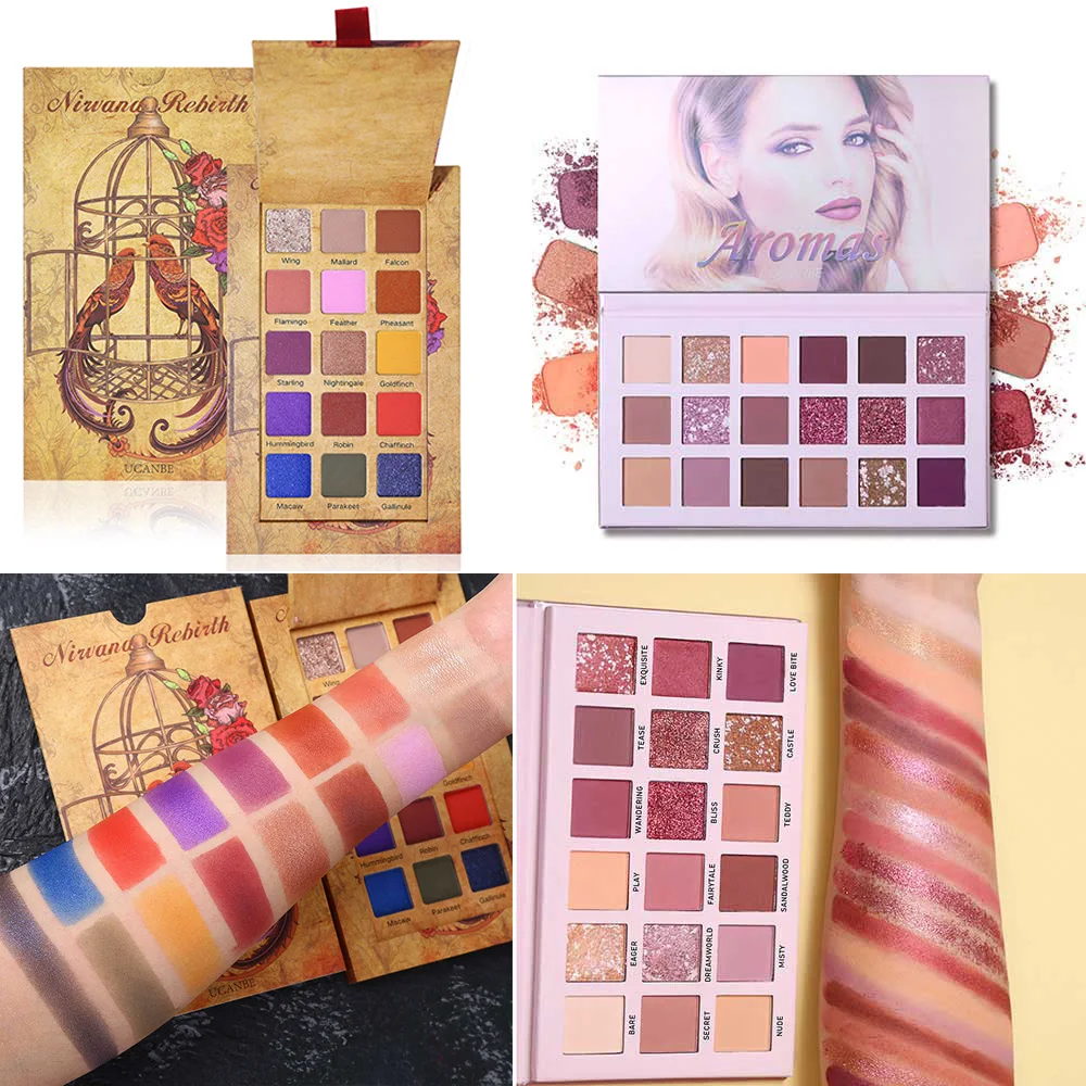 

15 Colors + 18 Colors Shimmer Matte Glitter Eyeshadow Makeup Palette Highly Pigmented Creamy Long Lasting Puple Blue Eye Shadow