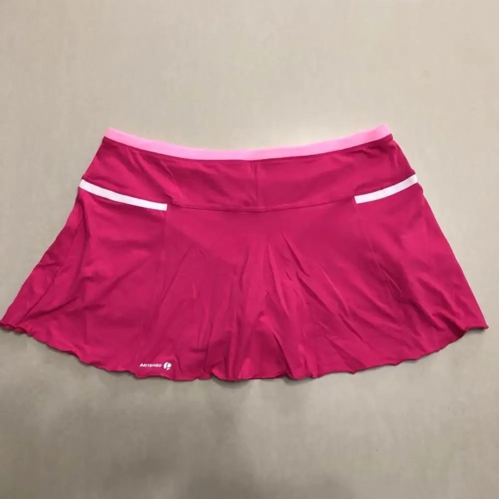 D02 Женская теннисная юбка 2 в 1 с карманами быстросохнущая одежда для фитнеса Беговые тренировочные спортивные шорты XL - Цвет: Rose