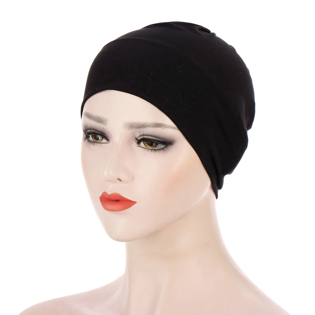 Muslim Headwear Head Scarf Hijab Hats Hijab Headscarf Muslim Turban Caps for Women bamboo fiber Solid Cotton Turbante Mujer Chemo Hat Bonnet