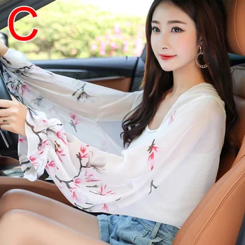 

Sun Protection UV Shawl Women Summer Spring Thin Style Driving Riding Chiffon Long Sleeves Shawl A66