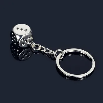 

HOT Zinc Alloy Silver Plated Birthday Gift Key ring Cool Dice Keychain Fashion Keyring Key Fob Creative Key Chain car-styling