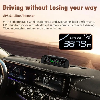 

Onever Car GPS Head-Up Car Horizontal Slope Meter Car Speed Display Altitude Instrument Compass LCD Display Multifunctional New