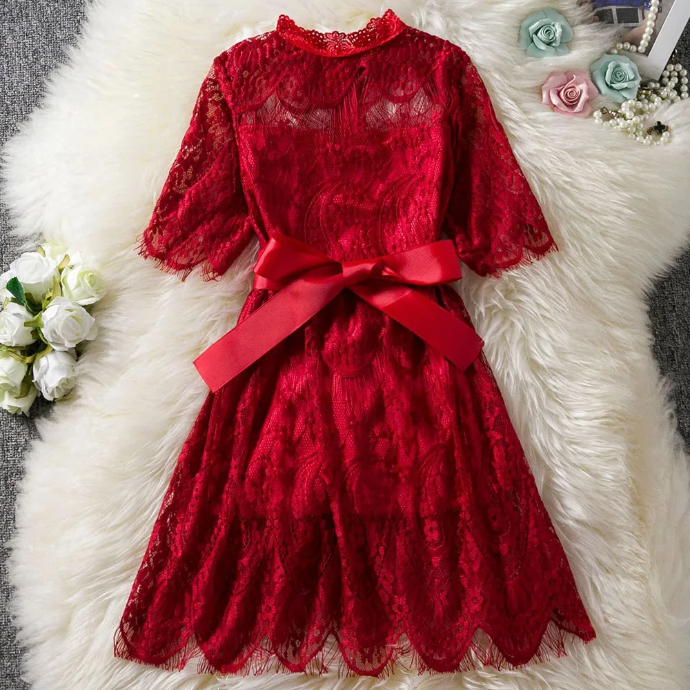 

AmzBarley Girls Lace Dress Half Sleeves Princess Dress Toddler girls Chistmas Birthday Party outfits Kids spring Autumn clothes