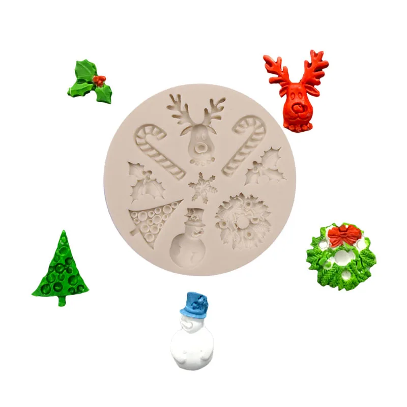 Рождественский олень Снеговик шоколадная форма для выпечки 3D украшение торта, выпечки инструменты DIY печенье с мастикой силиконовые формы