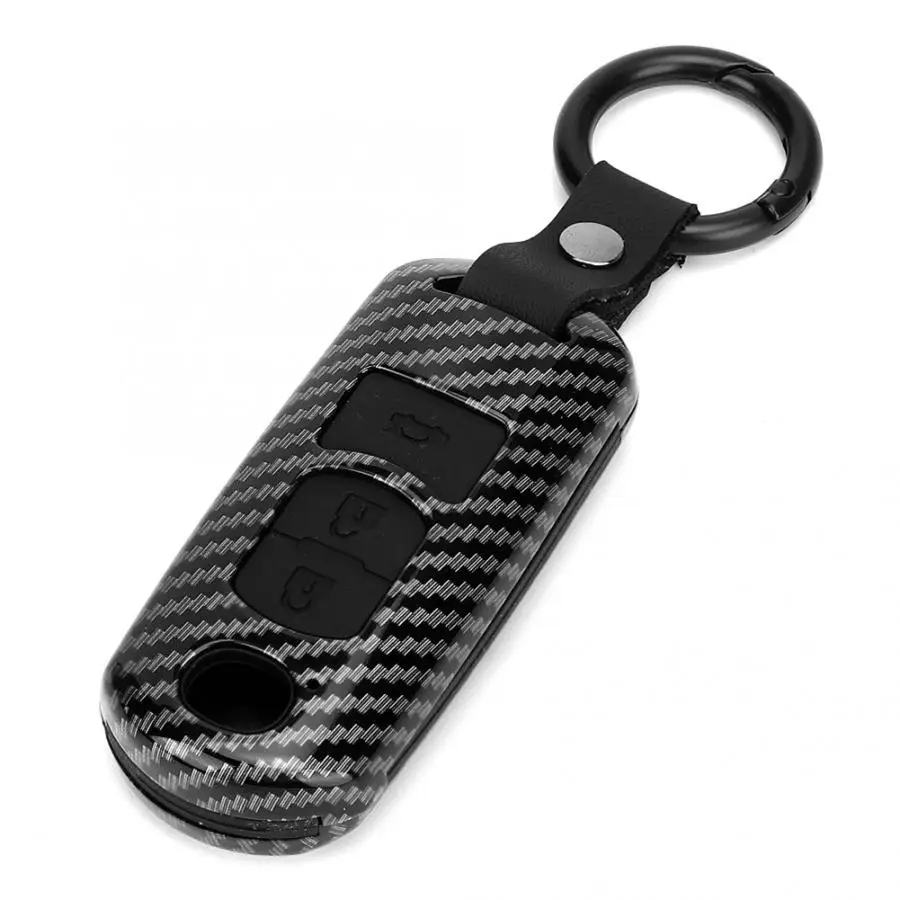 Black Carbon Fiber Style Remote Key Housing Case Cover 3 Button Fits for Mazda CX-4 car accessories automobiles