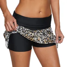 Женский костюм с высокой талией и рюшами, леопардовая сетка, пэчворк, пляжный купальник, короткие шорты для плавания, женский спортивный костюм для плавания# Y2