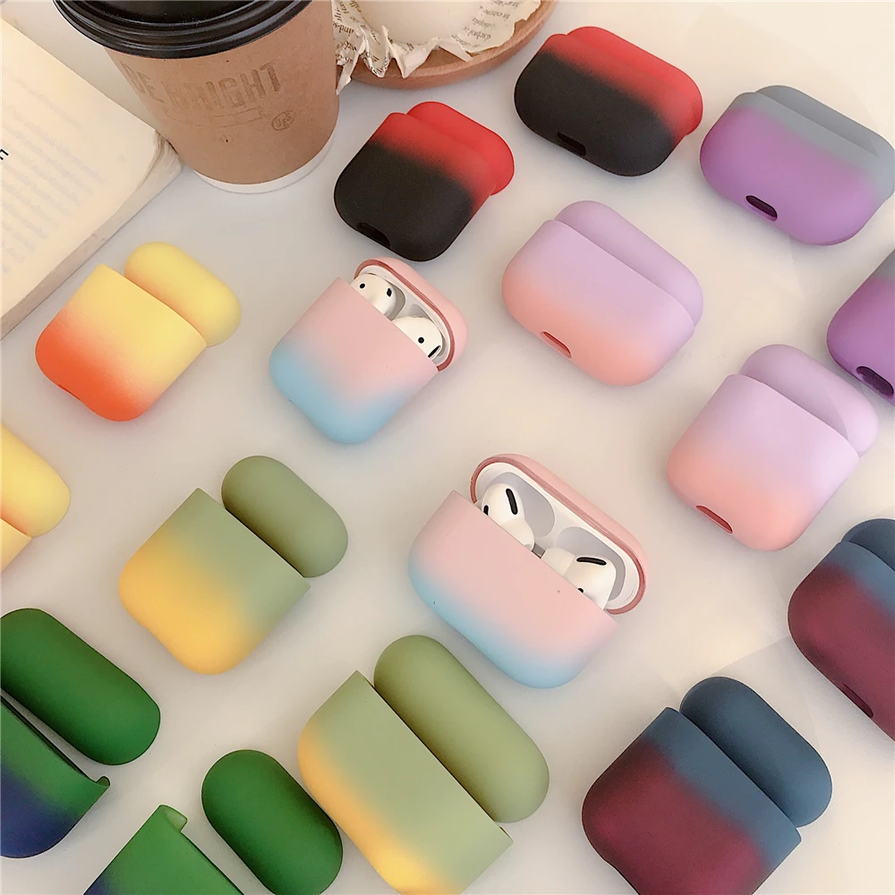 

2020 New Gradient Color Cute Case For Airpods Pro Wireless Bluetooth Earphone Hard PC Protective Cover For Airpods 1 2