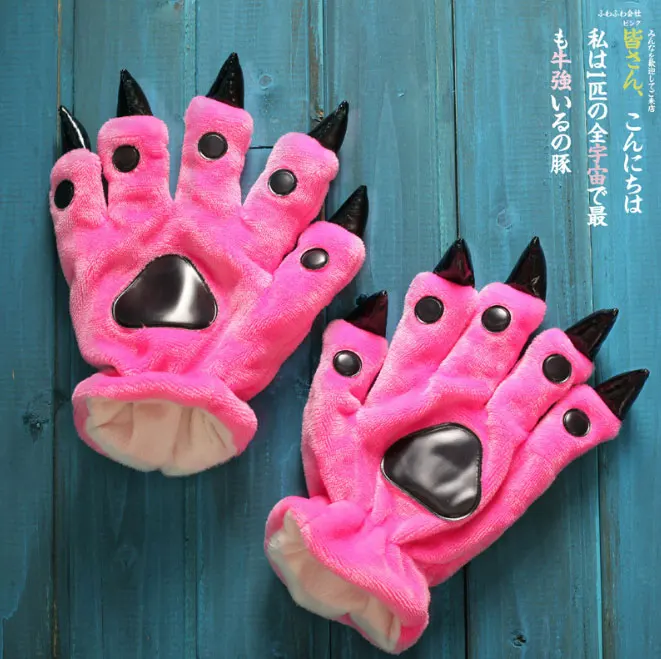 Перчатки в виде животных, динозавр, медведь, коготь, зима, забавные, милые, теплые, мягкие, в виде лапы, кигуруми, комбинезон, праздничные, вечерние, для женщин, мужчин, взрослых