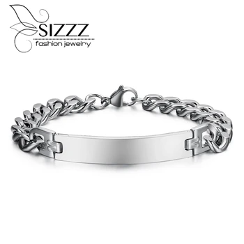 

Free engraving 316l stainless steel bracelet & bangle for men ID bracelets jewelry never rust