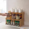 2 Layers Bamboo Storage Rack Kitchen Spice Jar Bottle Seasoning Rack Decoration Organizer Shelf Home Desktop Racks 6