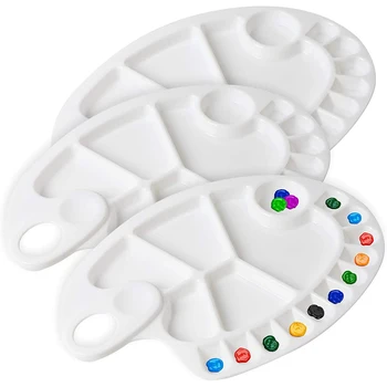 

3Pcs Plastic Paint Tray Palettes - Paint Palette Watercolor Mixing Palette for Artist Painting