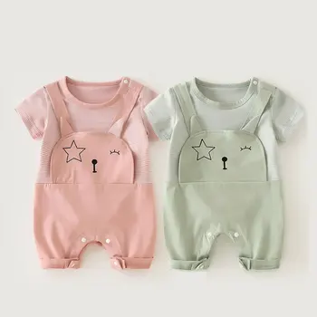 

Baby romper summer new cotton cartoon embroidery baby bodysuit cute baby girl clothes 0-2 years old baby clothing