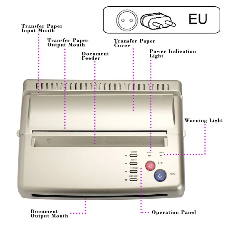 

Hot EU Plug Tattoo Transfer Machine Copy Stencil Machine Printer Drawing Thermal Stencil Maker Copier For Tattoo Transfer Paper