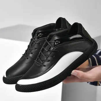 

Genuine Leather Casual Shoes Men Sneakers Men Tide Shoes Top Layer Leather Leisure Shoes Color Matching Retro Vintage Style La