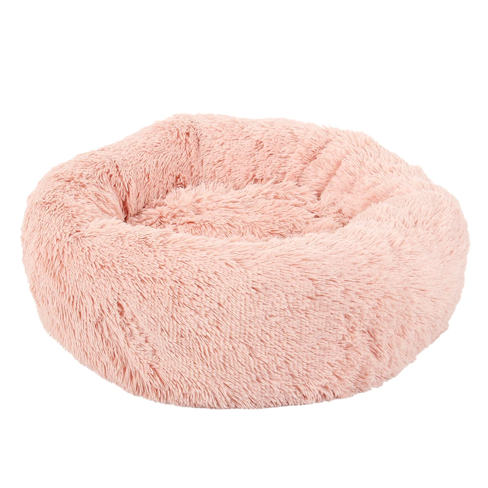 Super Soft Pet Cat Dog Bed Long Plush Round Cats Winter Warm Sleeping Mats Bag Puppy Cushion Mat Portable Cat Product 50/60/70cm