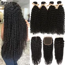 Kinky-Curly-Bundles Closure Malaysian Styleicon 