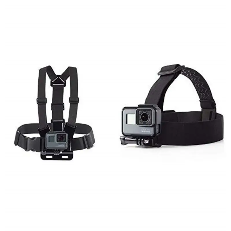 

2 in 1 Sport Camera Accessories Chest Mount Harness Head Strap Mount for GoPro GoPro 7 6 5 4 Black Session DJI Osmo Action