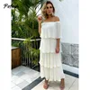 Pofash Chiffon Beige Solid Summer Dress Women Off Shoulder Cascading Ruffle Midi Dresses Female Backless Casual Vestidos 2021 1