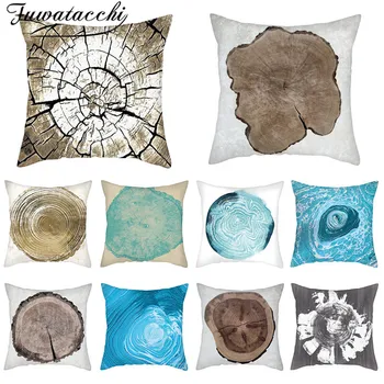 

Fuwatacchi Stump Texture The Rings Cushion Cover Plant Throw Pillowcase for Sofa Car Living Room Decorative Pillow Cover 45x45cm
