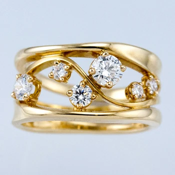 

Huitan Trendy Hollow Out Band Women Finger Ring Shine Cubic Zirconia Stone High Quality Dance Party Birthday Gift Female Ring