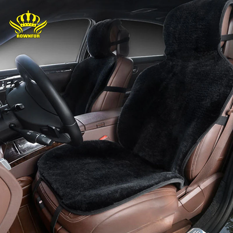 car seat covers set  black faux fur cute car  interior accessories cushion styling winter new plush car  pad seat covers for car
