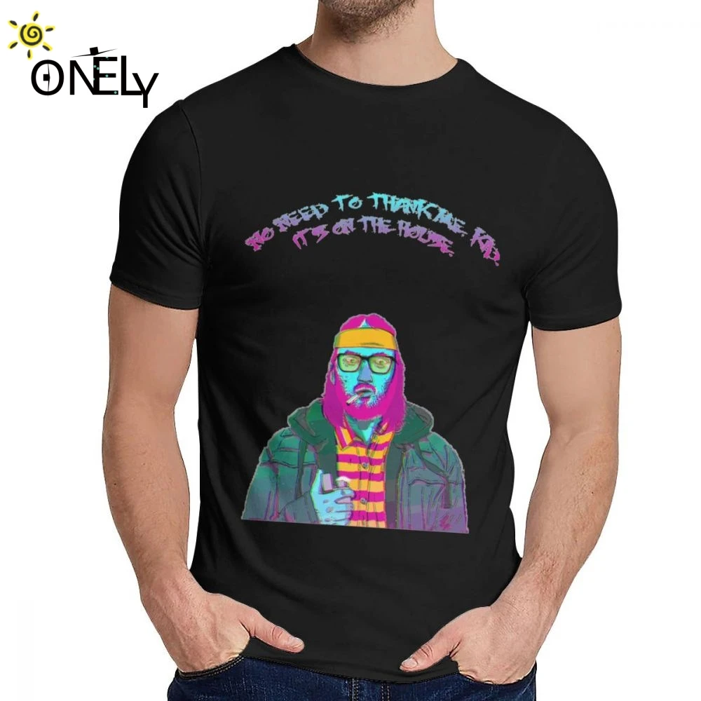 

Man T-shirt Hotline Miami Beard Art Silent Protagonist Comfortable Top Design Classic Round Neck Cartoon Design Short Sleeve