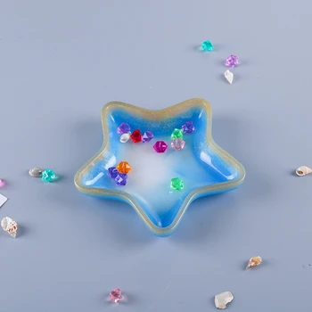

Crystal Epoxy Resin Mold Starfish Conch Shell Plate Dish Ashtray Silicone Mould XX9D