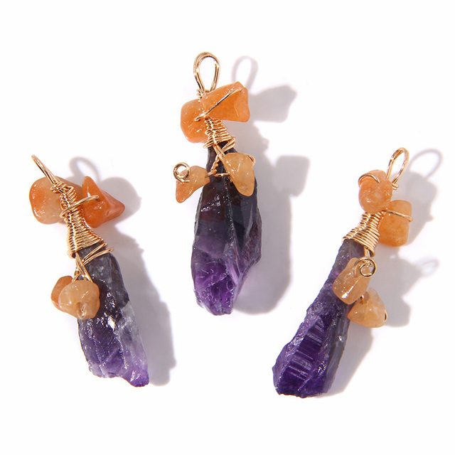 Druzy Stone Pendants Irregular Crystal Winding Pendant Agates Quartzs Aventurine Amethysts Charms For Necklace Jewelry