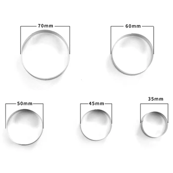 

5pcs/set Metal Round Circle Shape Cookie Cutter Mold Fondant Pastry Mousse Cake Mold Decorating Kitchen Stencils Accessories