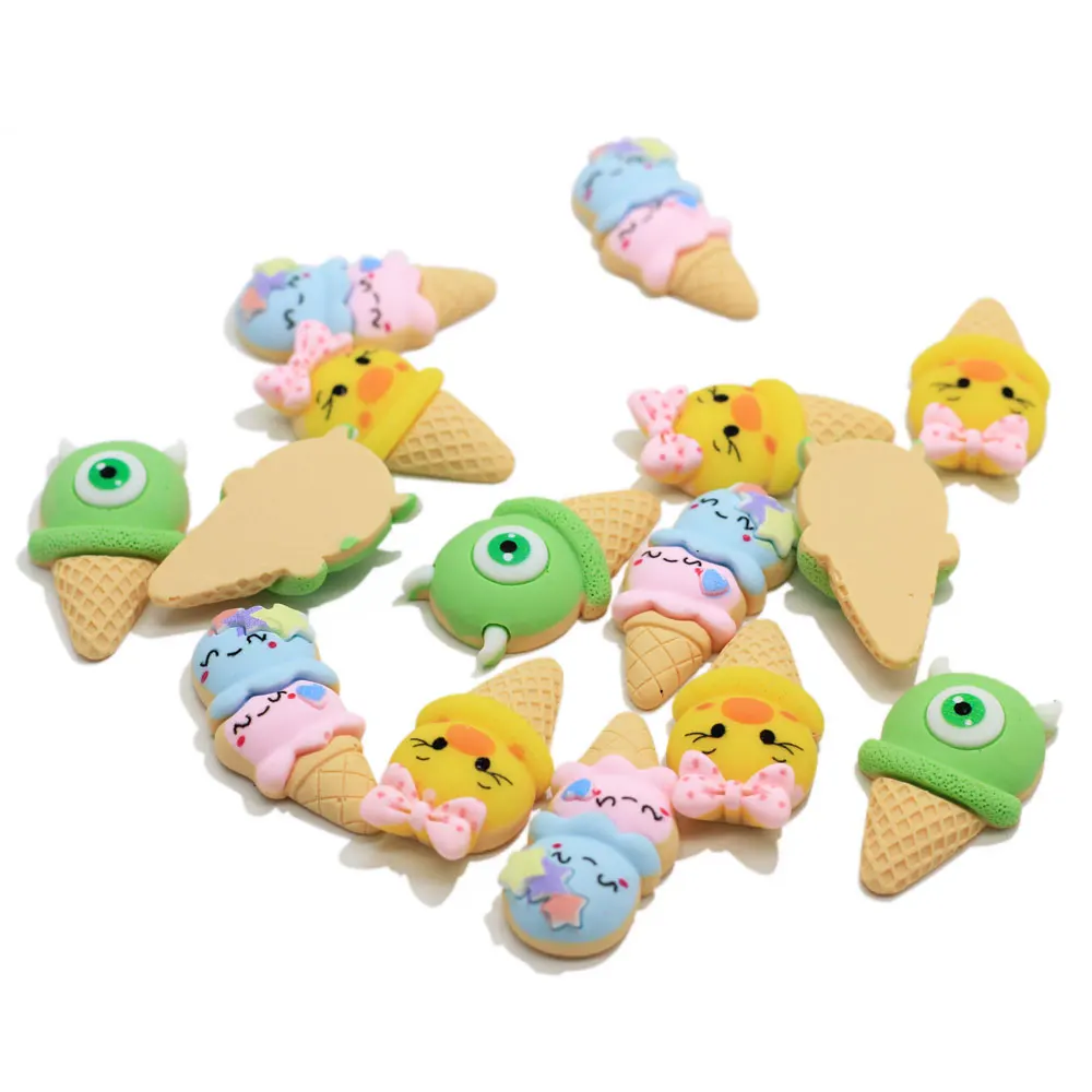 

10/50pcs Cute Styles Mixed Cartoon Mini Animals Ice Cream Flatback Resin Cabochon Planar Resin DIY Craft Embellishment Hair Bow