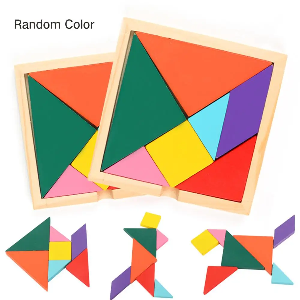 

Colored jigsaw puzzleTangram Children's Educational Toys Wooden graphics cognitive early education stitching building blocks toy
