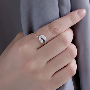 

Vintage 925 Sterling Silver LUCKY Rings for Women Bijoux Gift Female Adjustable Size Finger Rings Anillos Wholesale