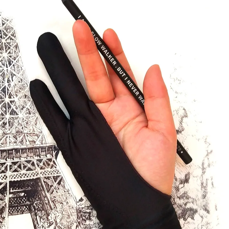 1 предмет анти-перчатка черный 2 пальца анти сенсорный экран руки художника для