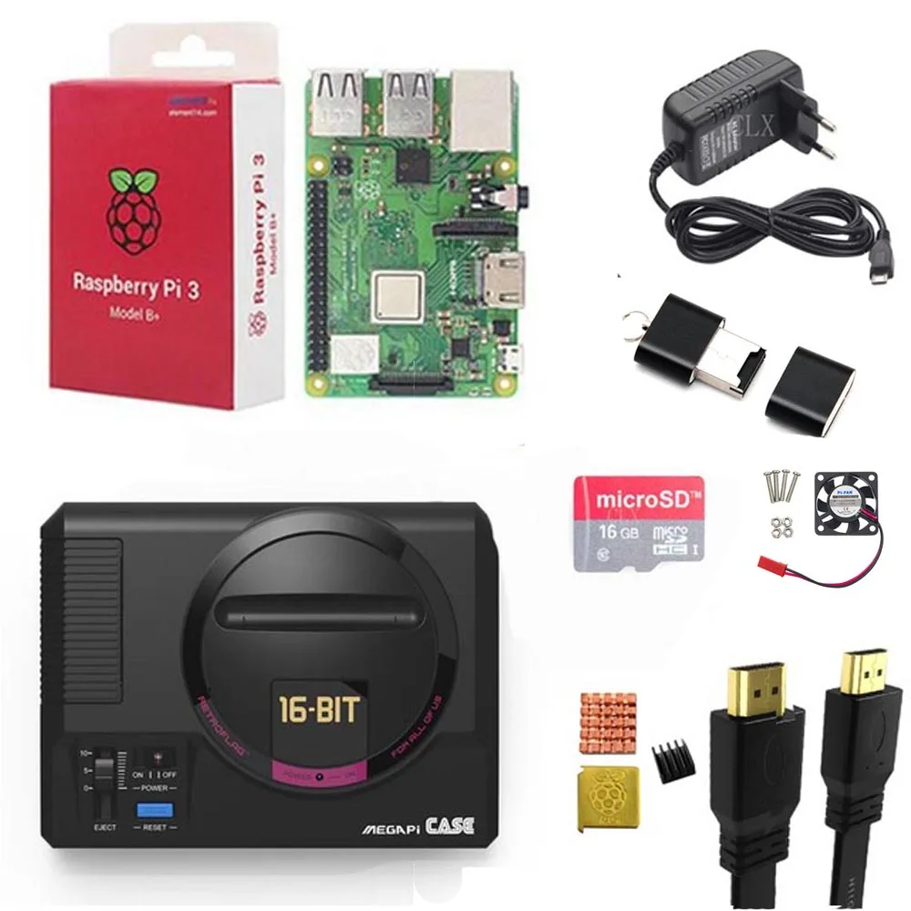  Retroflag MEGAPi Case +Raspberry pi 3B+(Plus)+16/32GB card+5V 3Apower+HDMI+Heat sink for Raspberry 